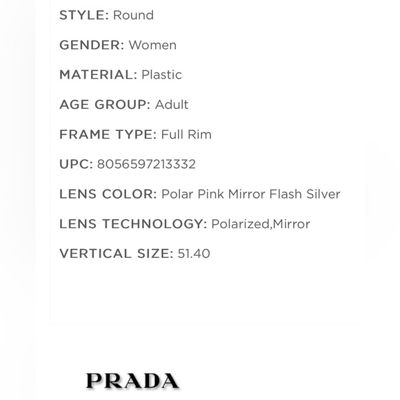 🕶️🔥NWOT Prada PR 18XS 2021 Round Polarized Sunglasses🔥🕶️ - Picture 7 of 8